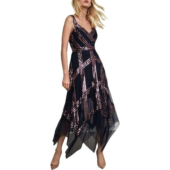 bcbg sequin tulle dress Sequin Lace Peplum Tulle Dress Black / 2